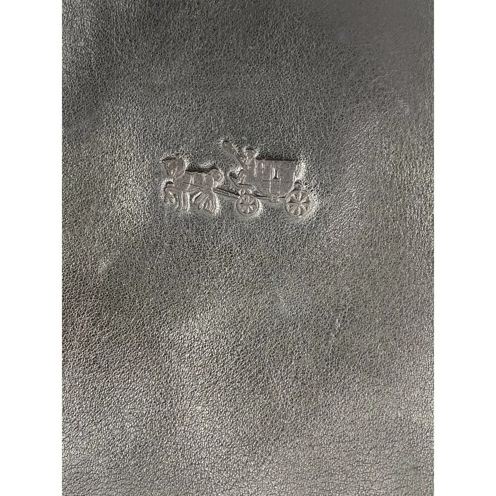 Coach Blue Black 100% Leather Reversible Zip Pocket ShoulderTote Bag Handbag OS